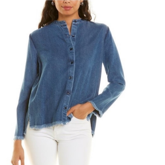 Maven West Frayed Tencel Cross Back Shirt - Picture 2 of 7